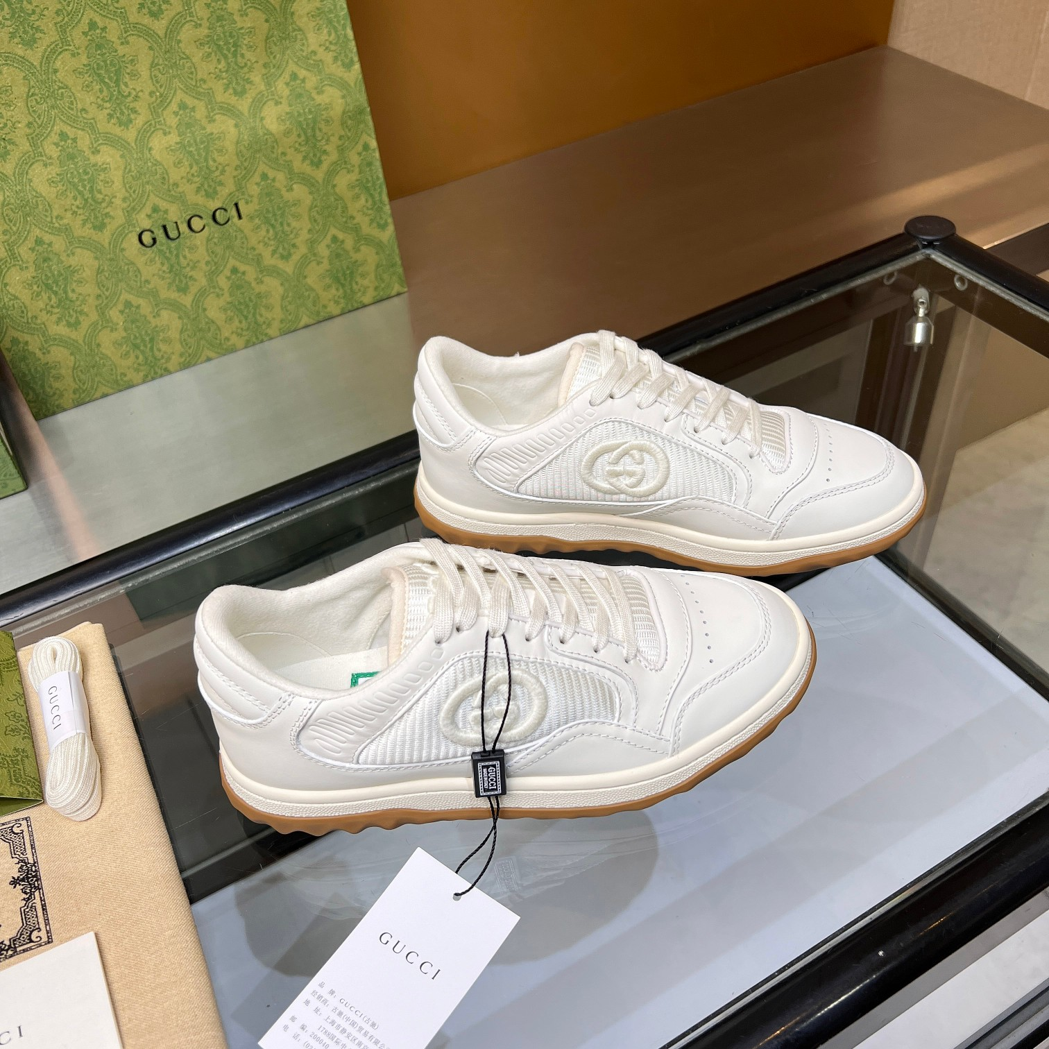 Gucci-Embroidered Genuine Leather Sneakers