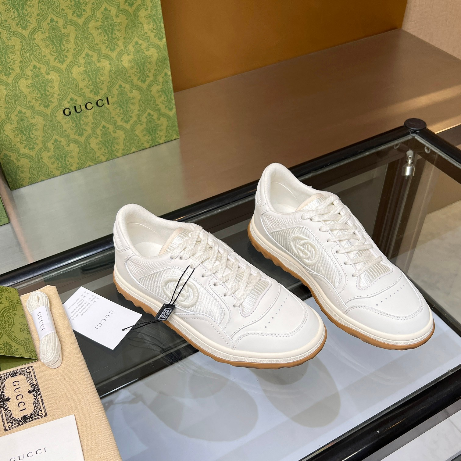 Gucci-Embroidered Genuine Leather Sneakers