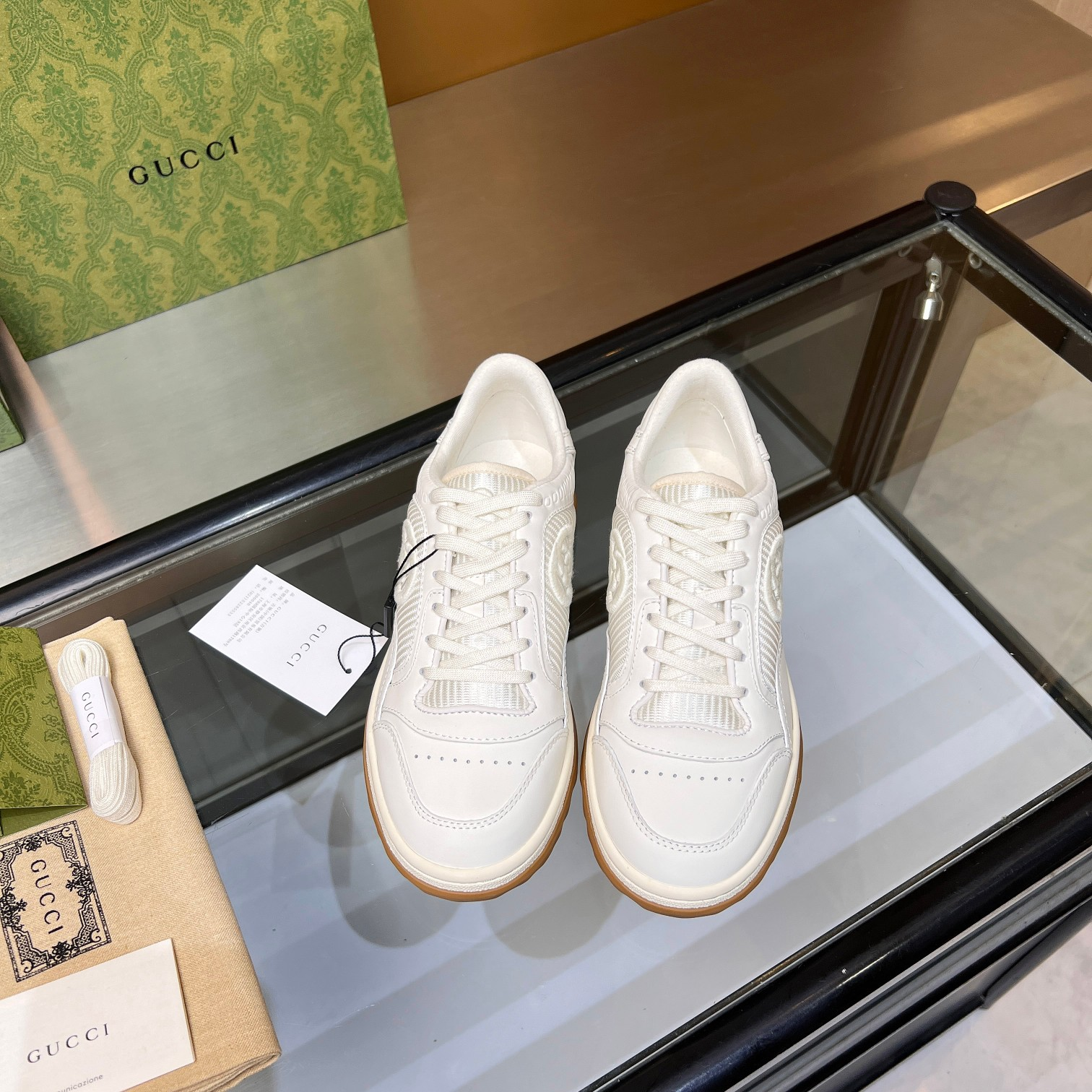 Gucci-Embroidered Genuine Leather Sneakers