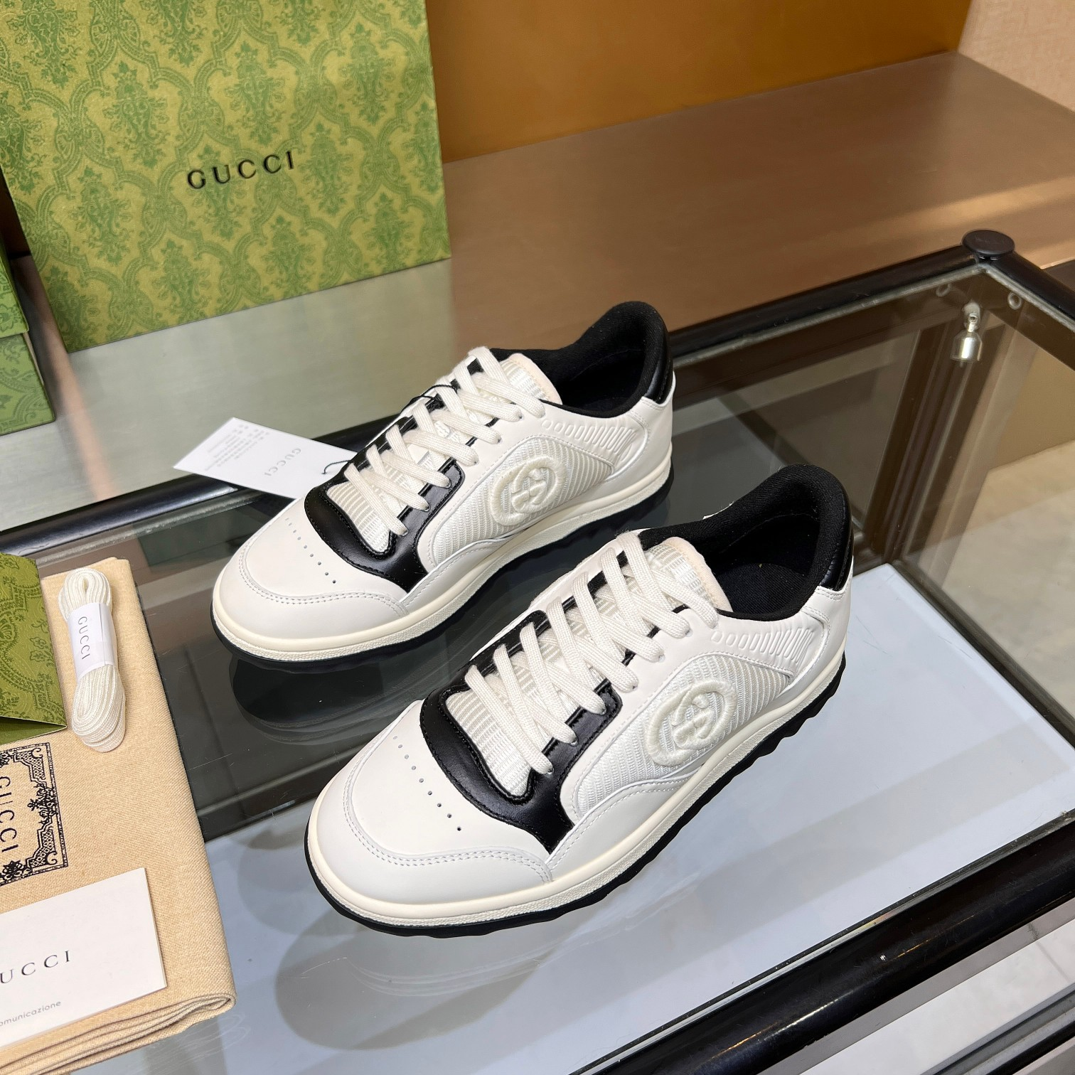 Gucci-Embroidered Genuine Leather Sneakers