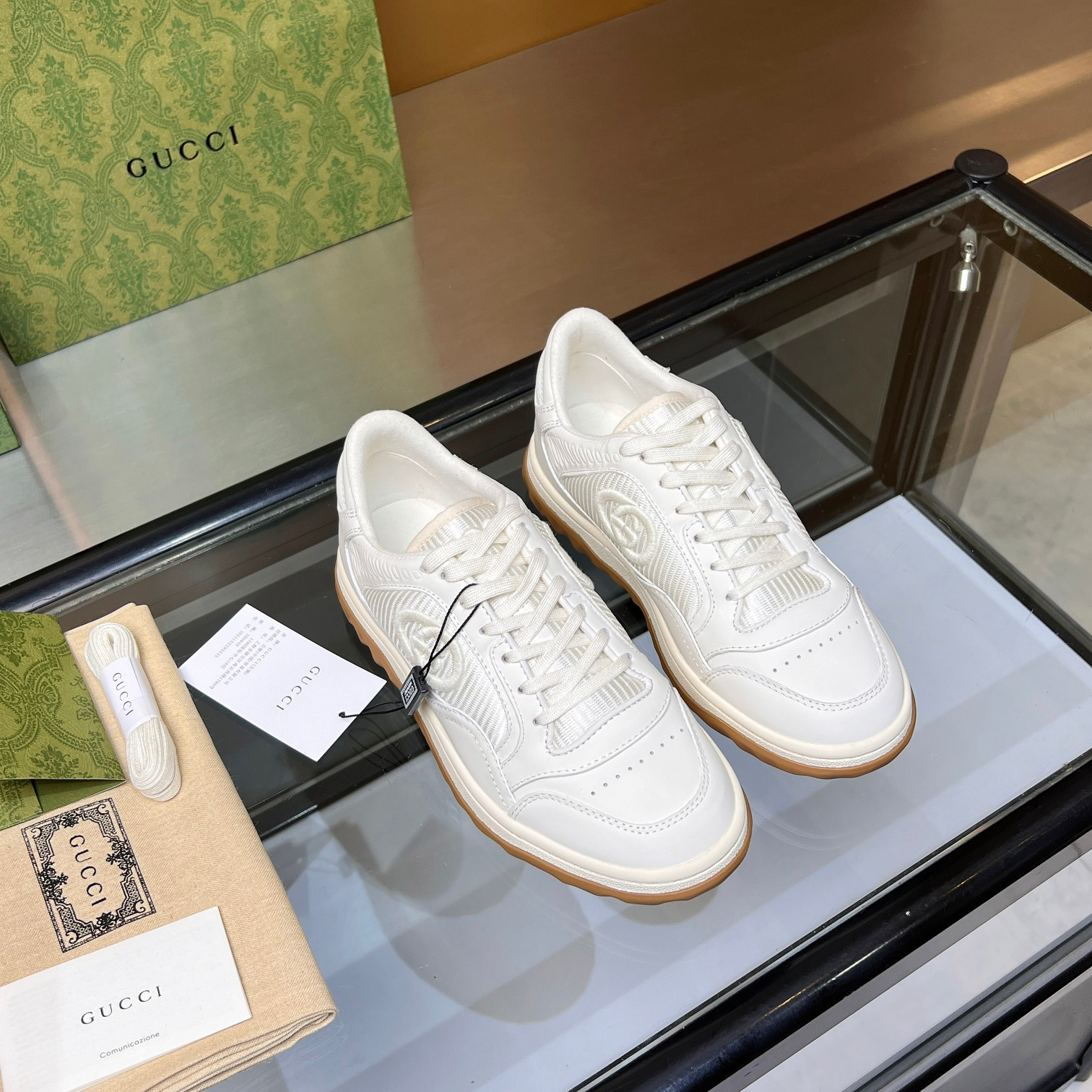 Gucci-Embroidered Genuine Leather Sneakers