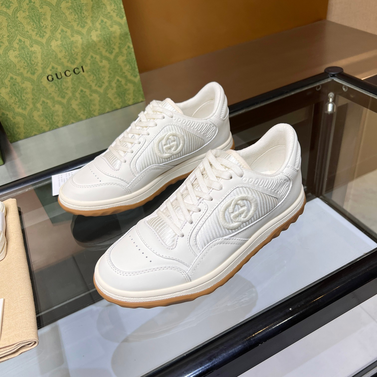 Gucci-Embroidered Genuine Leather Sneakers