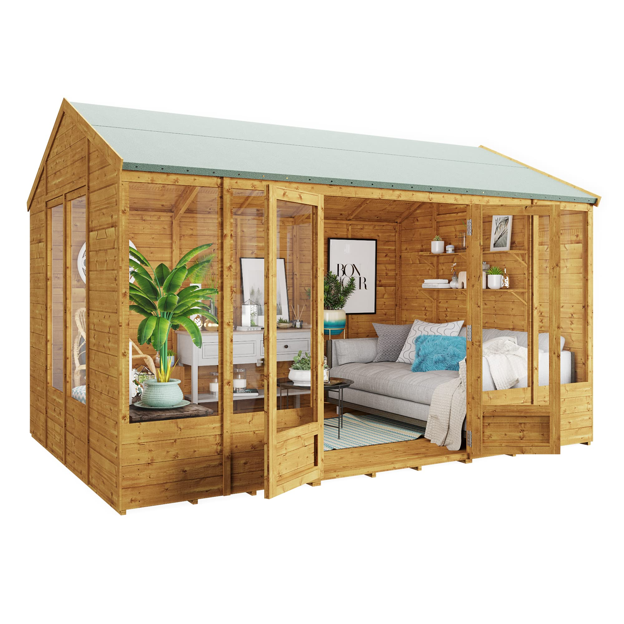 12x8 Summer House Log Cabin Wooden Summerhouses Garden Storage Shed Summerhouse