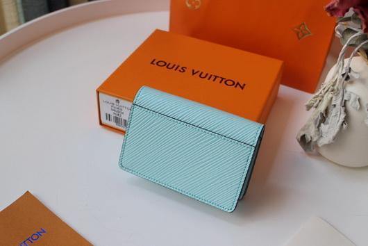 LV M68682 Louis Vuitton Twist Multicartes Wallet Epi Leather Light Blue