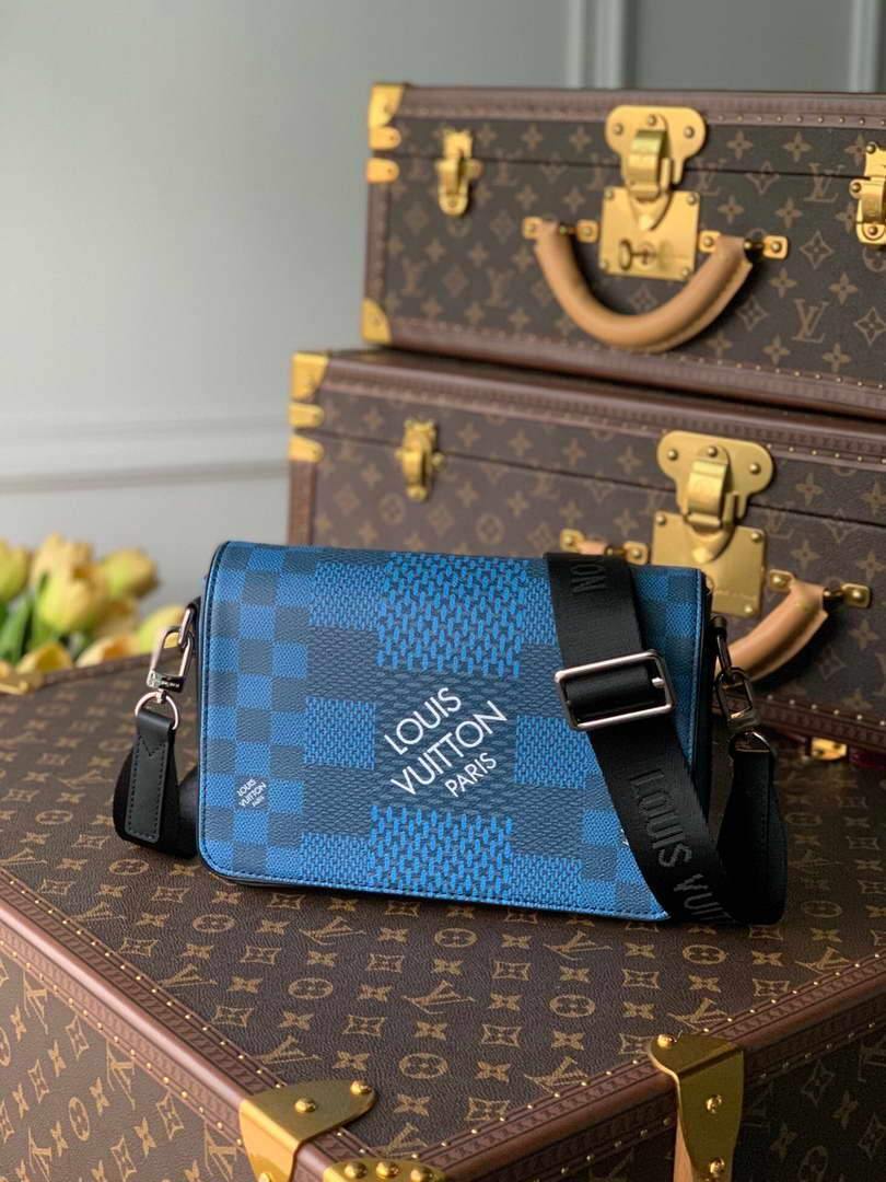 LV N50026 Louis Vuitton Studio Messenger Damier Graphite Blue N50013 Bag