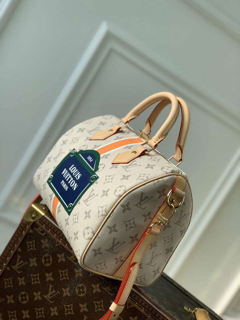 LV M46749 Louis Vuitton Speedy Bandoulire 25 Handbag Beige/Ocher