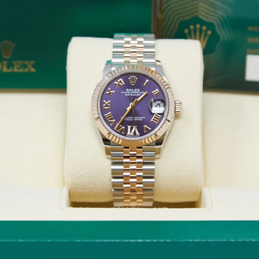 2021 Rolex Datejust 31 Two-Tone / Fluted / Aubergine / Diamond-Set Roman / Jubilee