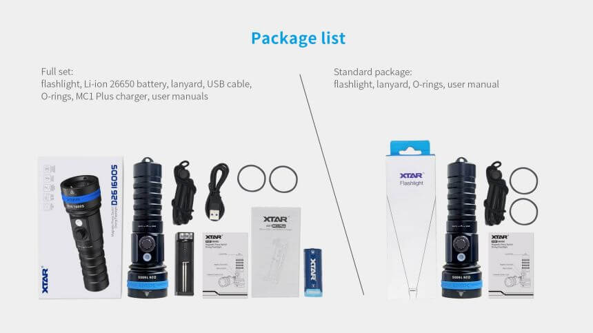 Xtar D26 1600S Diving Flashlight