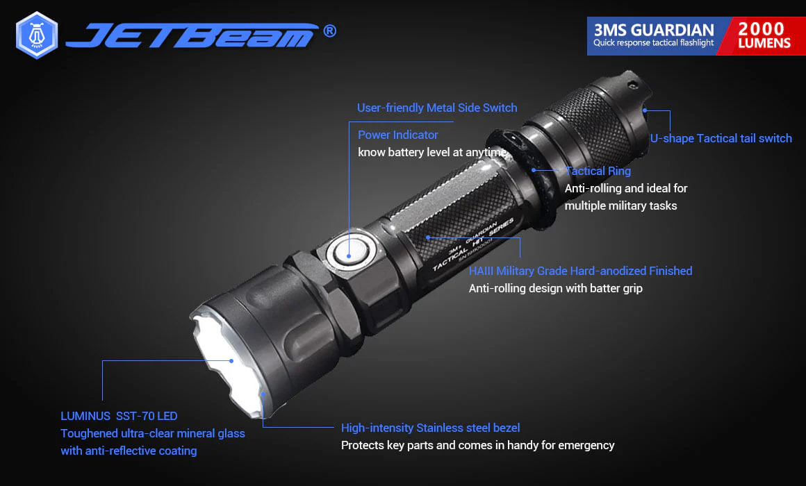 Jetbeam 3MS Guardian Tactical Flashlight