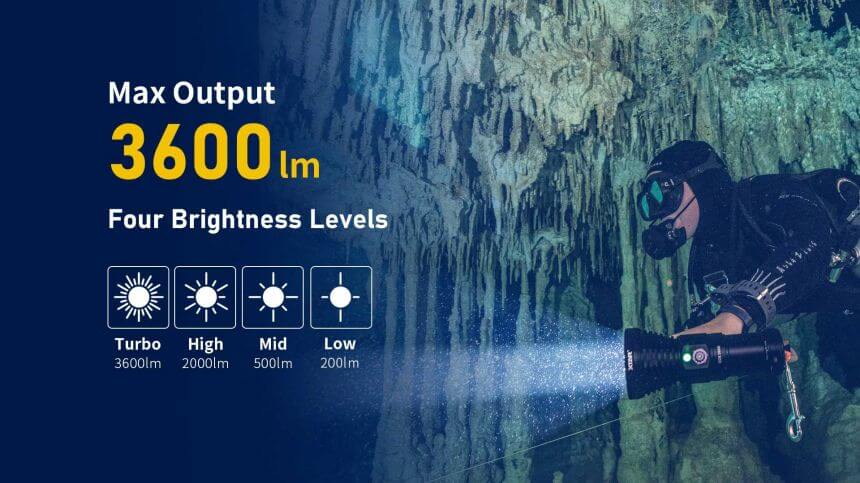 XTAR D28 3600 Diving Flashlight
