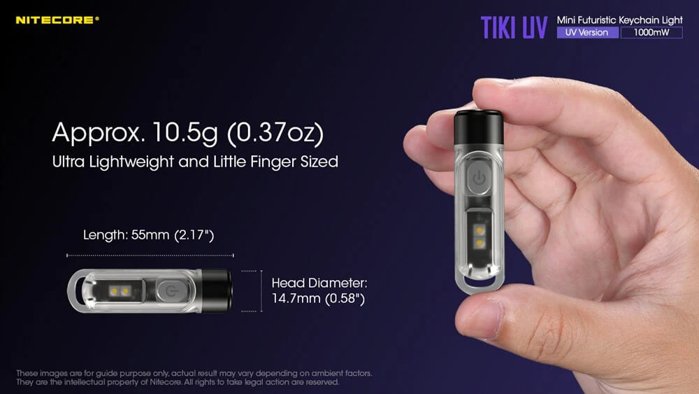 Nitecore TIKI UV 1000mv Rechargeable UV Keychain Flashlight