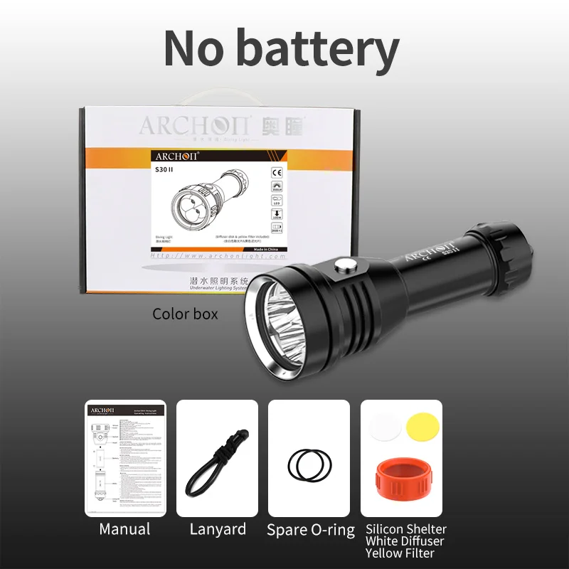 ARCHON S30 II 6500K diving flashlight