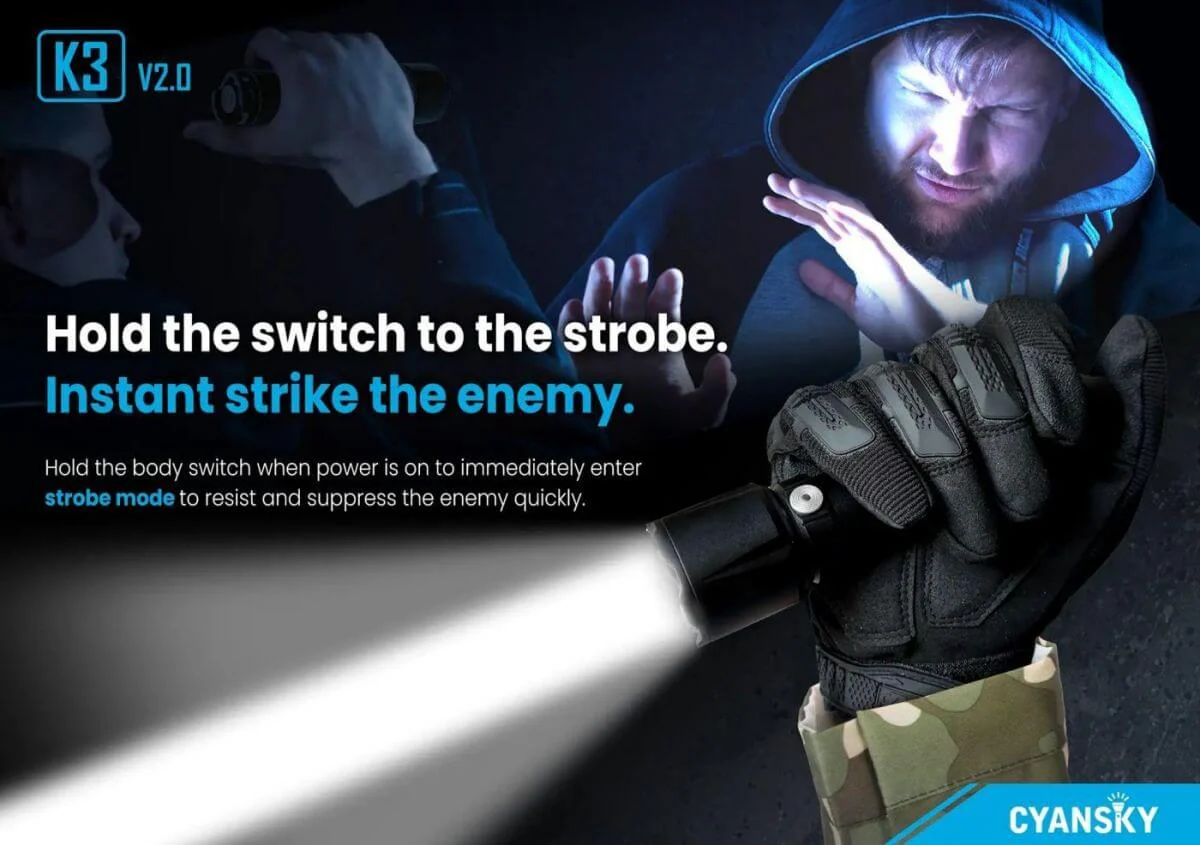 Cyansky K3 V2.0 2000 Lumen Tactical Flashlight