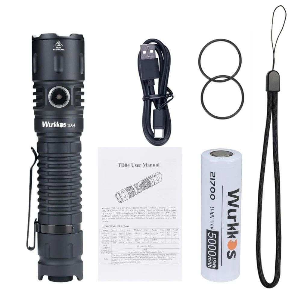 Wurkkos TD04 3000 Lumens Tactical Flashlight