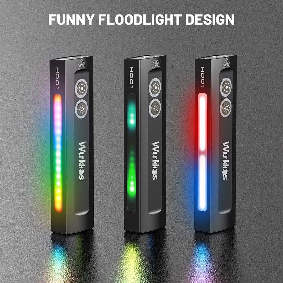Wurkkos HD01 Rechargeable 1200LM EDC Flashlight with Side RGB Light