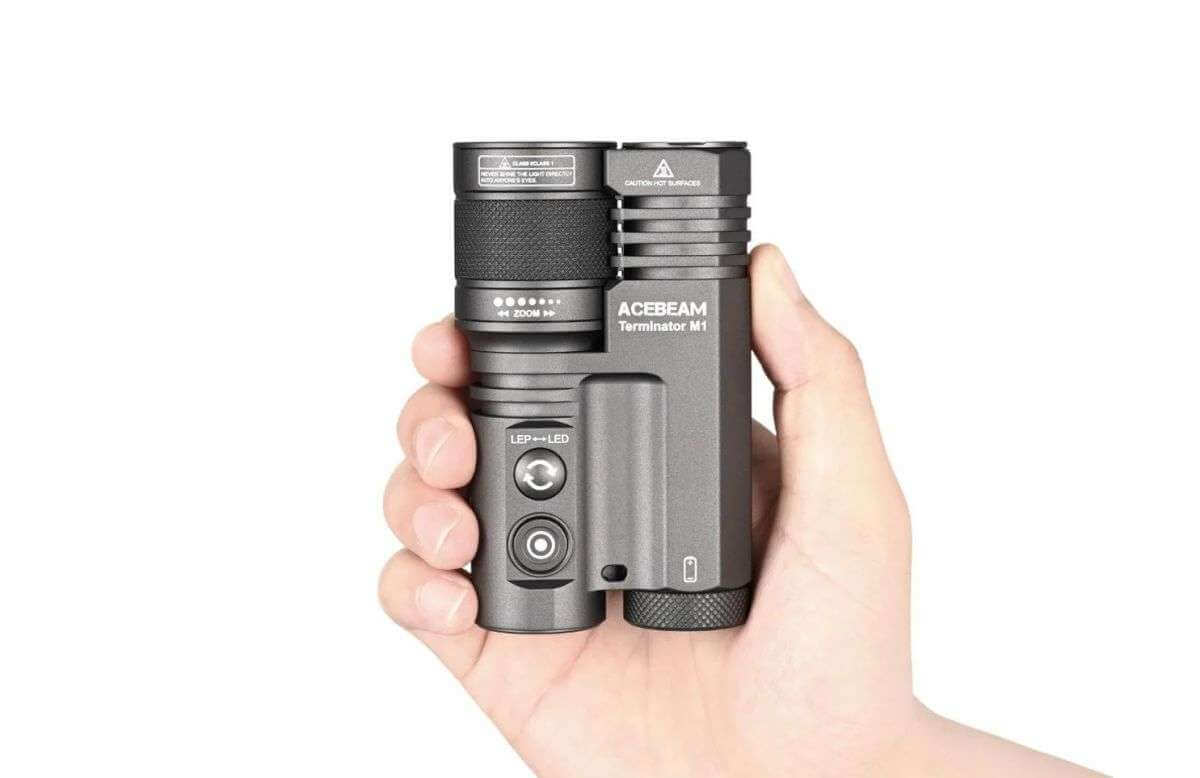 Acebeam Terminator M1 Dual Head LED & LEP Zoomable Flashlight