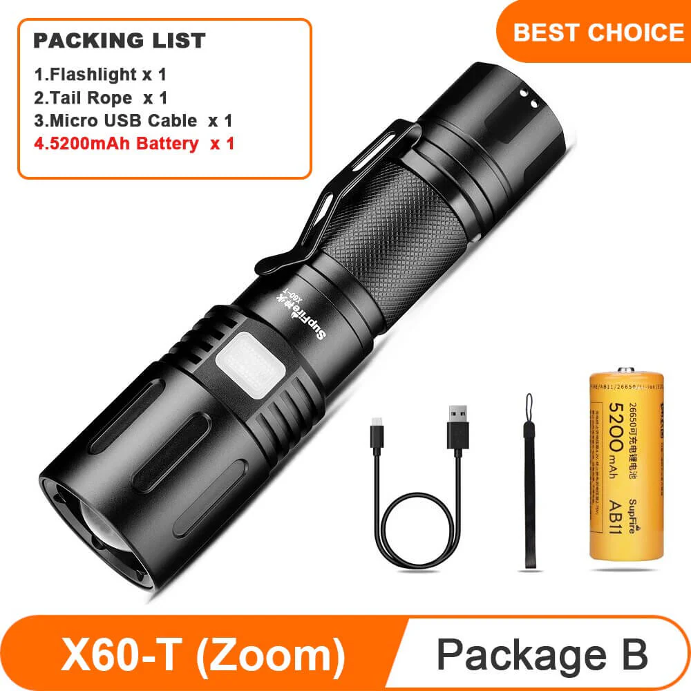 Superfire X60-T MINI Zoomable Tactical Flashlight