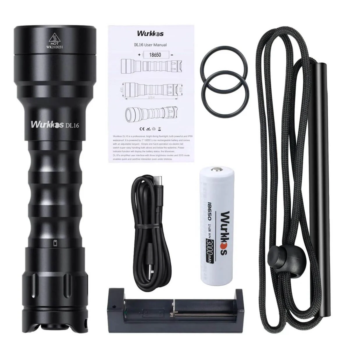 Wurkkos DL16 2000lm Diving flashlight