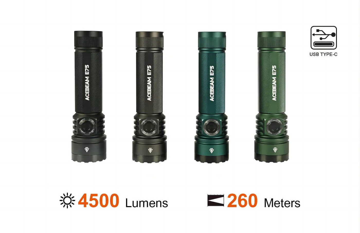 Acebeam E75 Quad-core High-performance 4500 Lumens Flashlight
