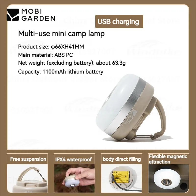 MOBI GARDEN Mini Zero Camping Lamp Magnetic Suction Lantern