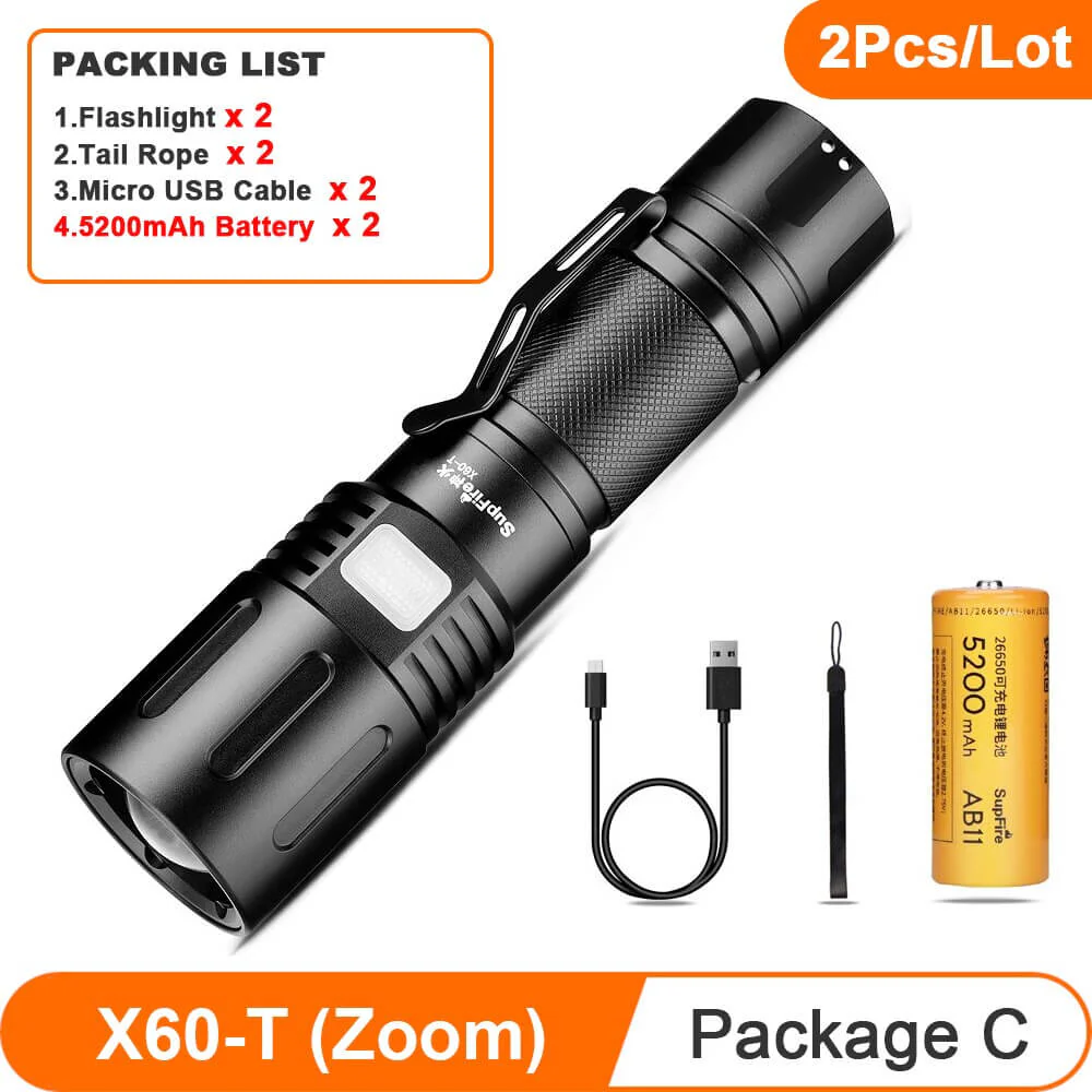 Superfire X60-T MINI Zoomable Tactical Flashlight