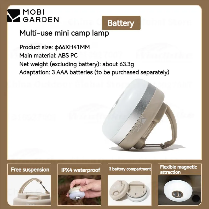 MOBI GARDEN Mini Zero Camping Lamp Magnetic Suction Lantern