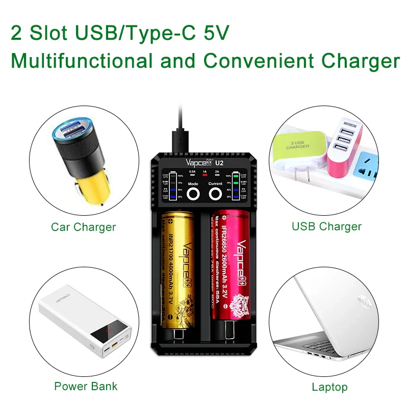 Vapcell U2 2A Smart Mini USB Charger