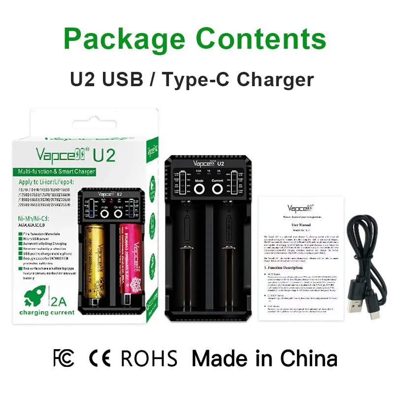Vapcell U2 2A Smart Mini USB Charger