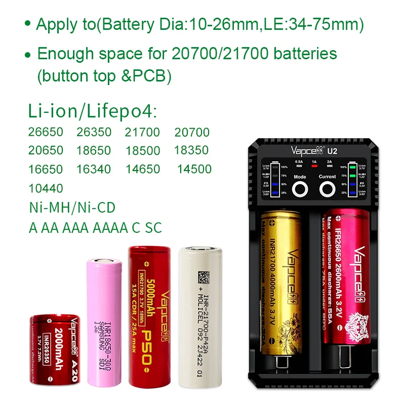 Vapcell U2 2A Smart Mini USB Charger