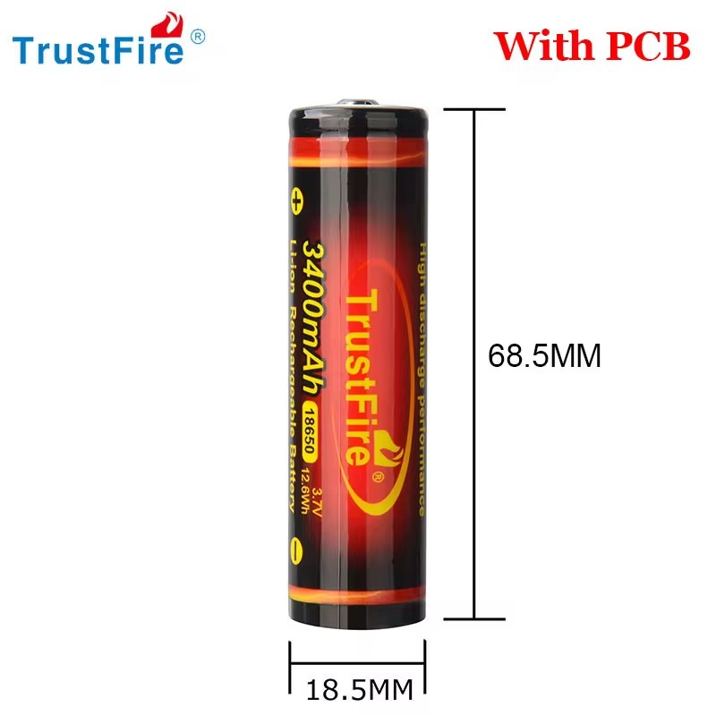 100% original TrustFire 3000mAh 3.7V 18650 Li-ion Rechargeable Battery With protection board