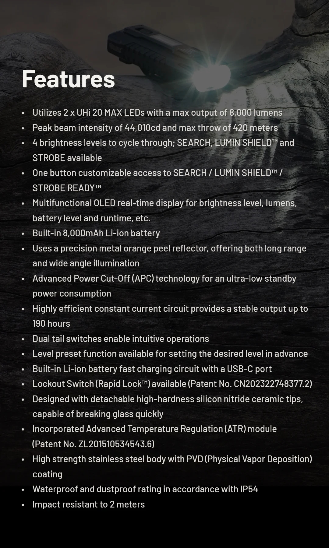 NITECORE EDC37 8000 lumens Strong light Ultimate Tactical EDC Flashlight Built-in 8000mAh Li-ion Battery