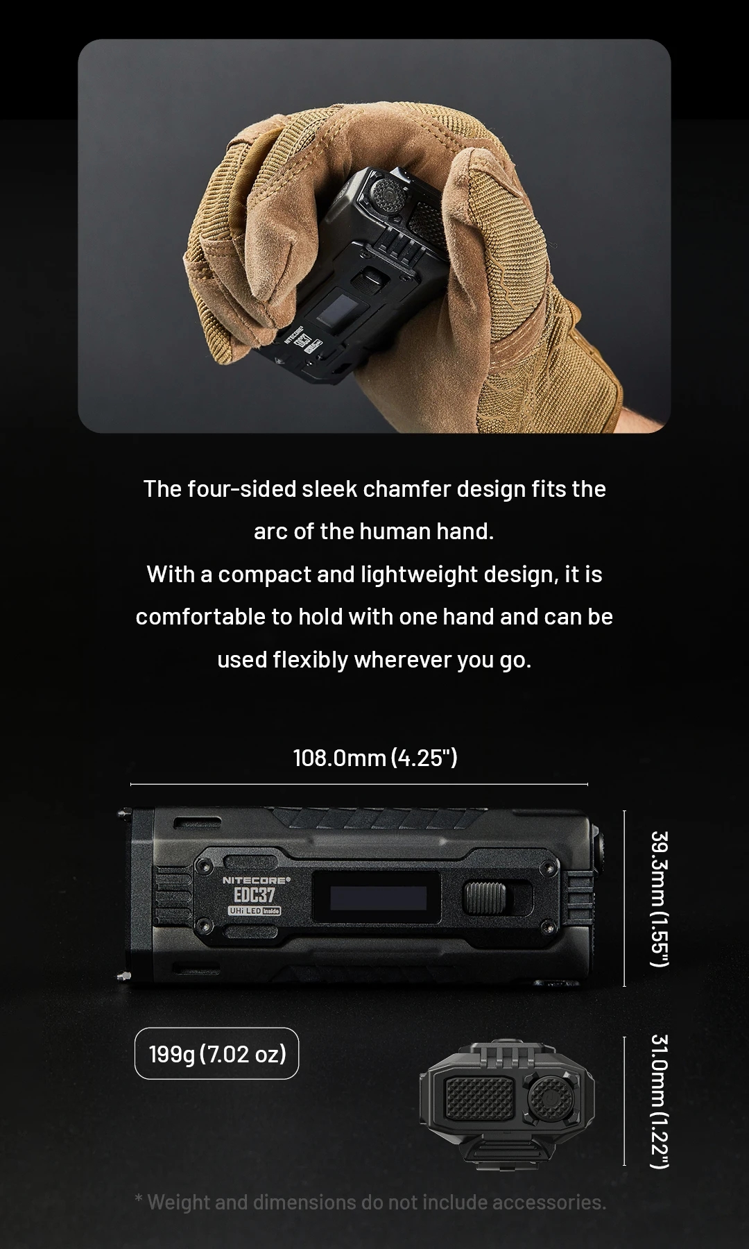 NITECORE EDC37 8000 lumens Strong light Ultimate Tactical EDC Flashlight Built-in 8000mAh Li-ion Battery