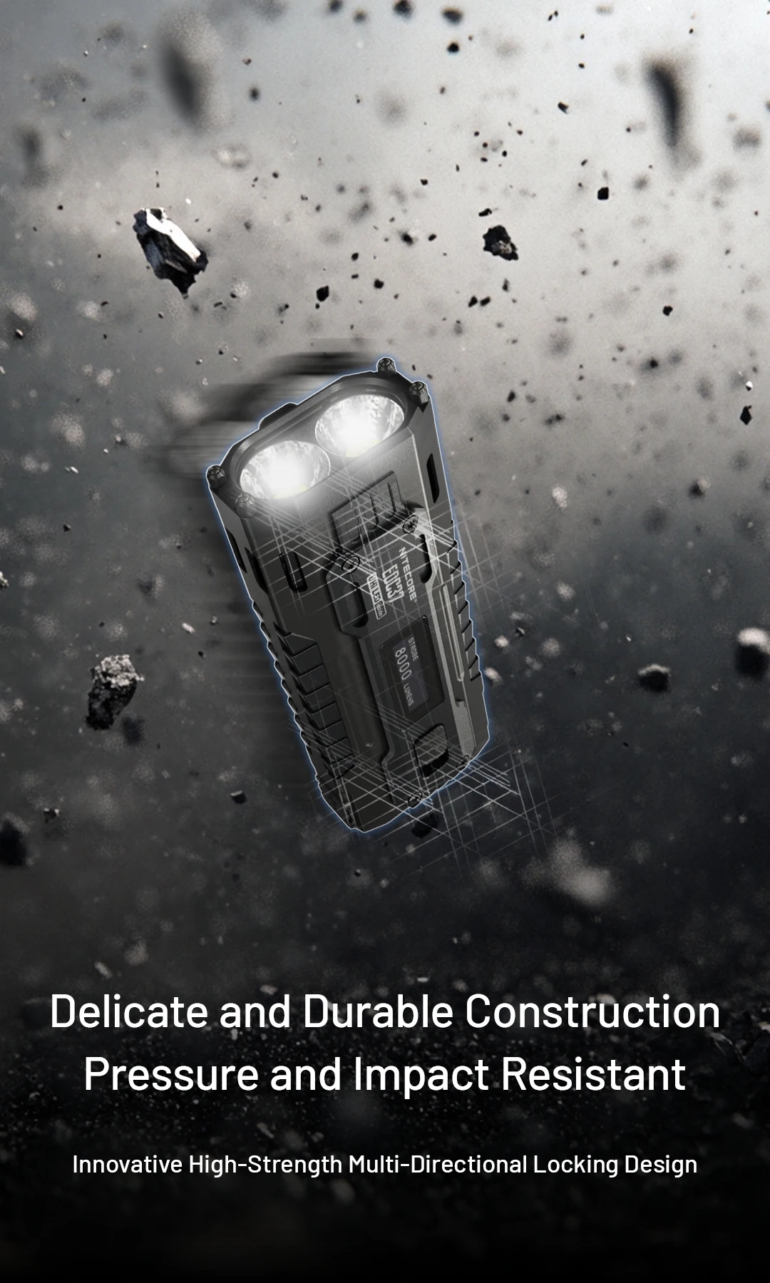 NITECORE EDC37 8000 lumens Strong light Ultimate Tactical EDC Flashlight Built-in 8000mAh Li-ion Battery