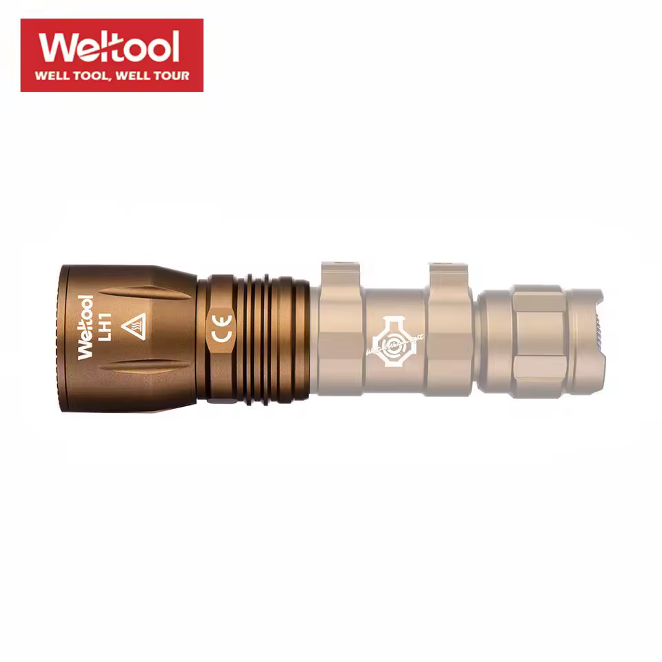 Weltool LH1 686 lumen tactical lamp head, single 89,000 Kendra shot 598 meters---golden