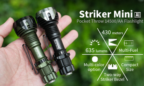 MANKERLIGHT Striker Mini Pocket EDC Flashlight & Tactical Flashlight