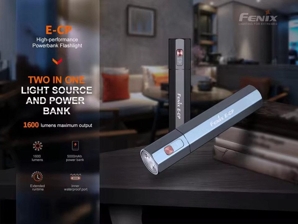 Fenix E-CP 1600 Lumens Rechargeable Powerbank Flashlight Torch