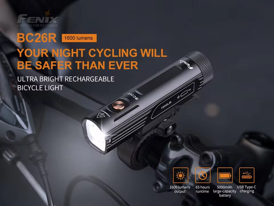 Fenix BC26R Ultra Bright Rechargeable Bike Light - 1600 Lumen LED