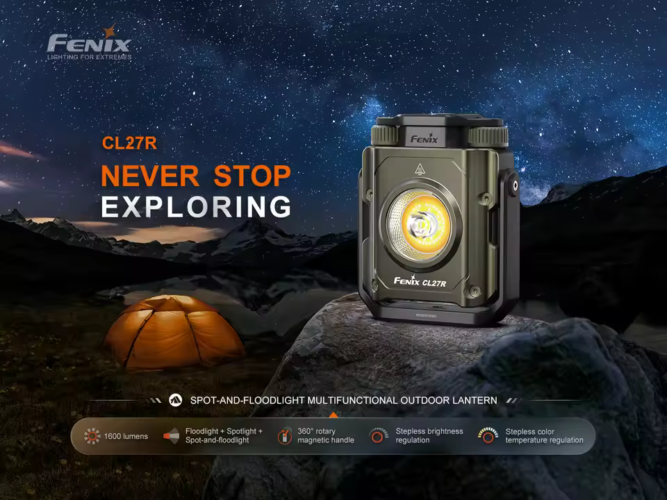 Fenix CL27R 1600 lumen outdoor ultra long endurance camping lamp tent camp lamp hanging fishing lights
