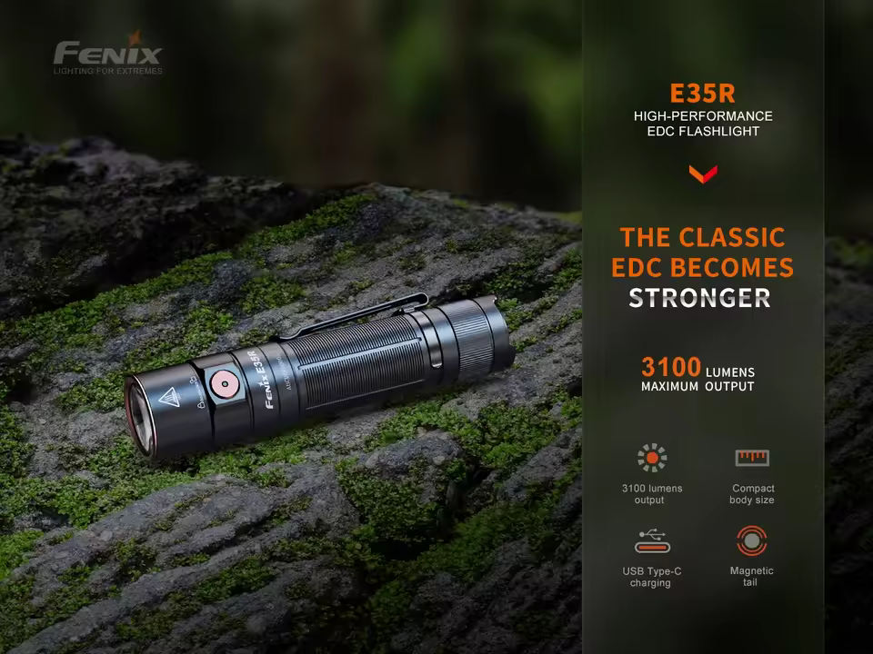 Fenix E35R USB-C Charging 3100 Lumens LED Torch Flashlight