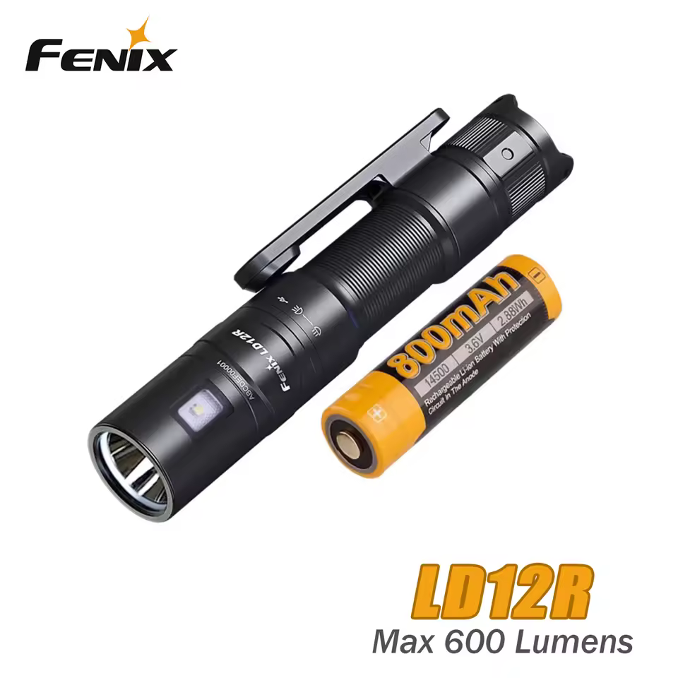 Fenix LD12R 600 Lumens Dual Light Magnetic Clip Rechargeable Flashlight Torch
