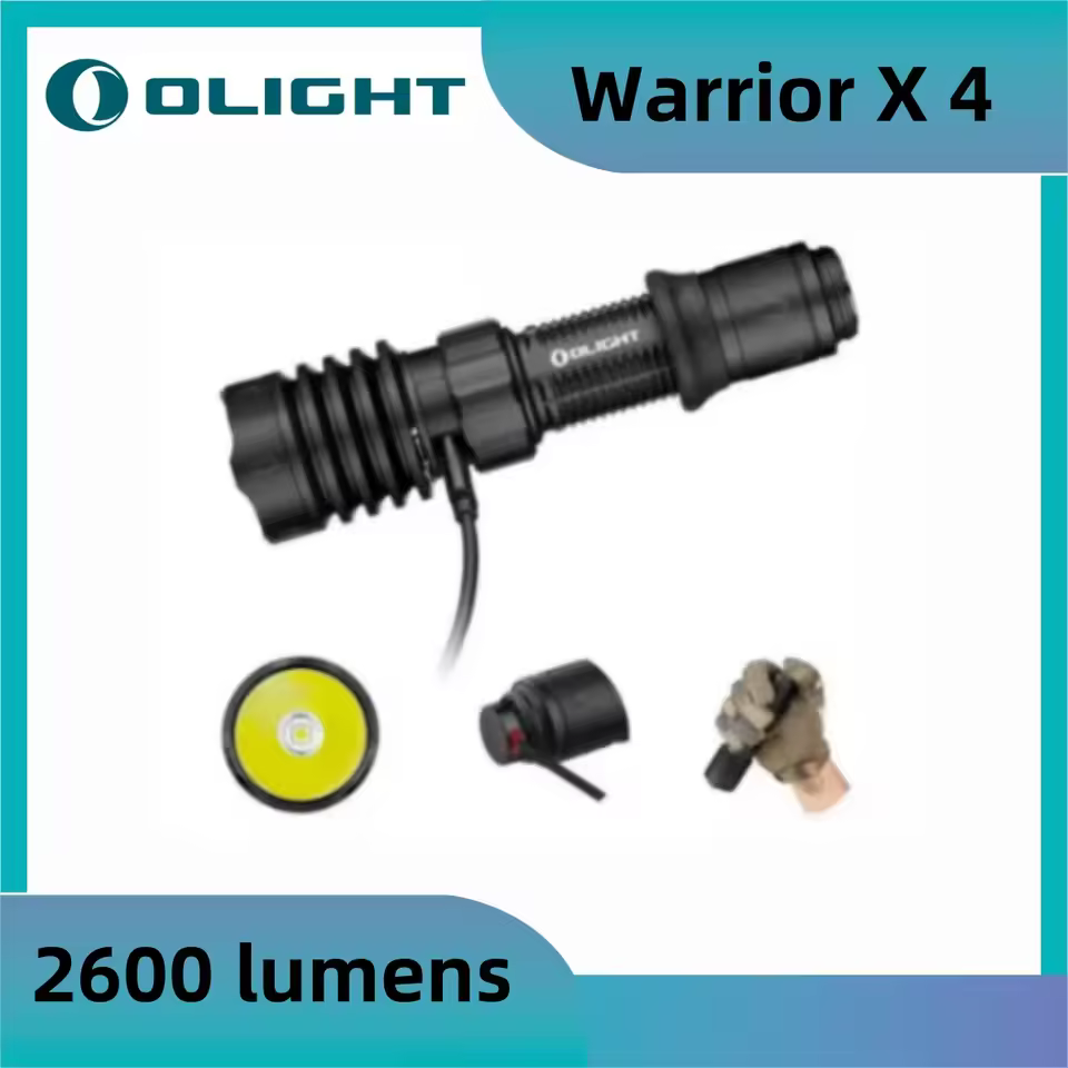 Olight Warrior X 4 led flashlight 2600 lumens Battery included, USB-C charging