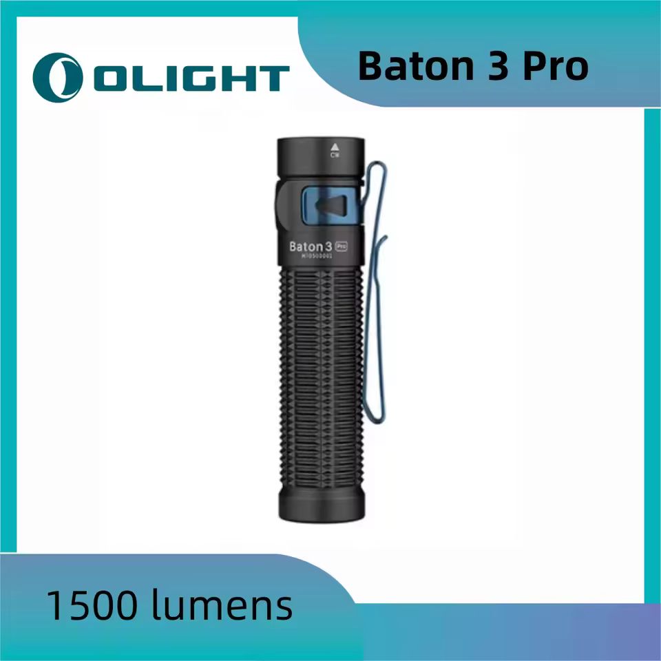 Olight Baton 3 Pro CU Rechargeable Flashlight, 1500 Lumens