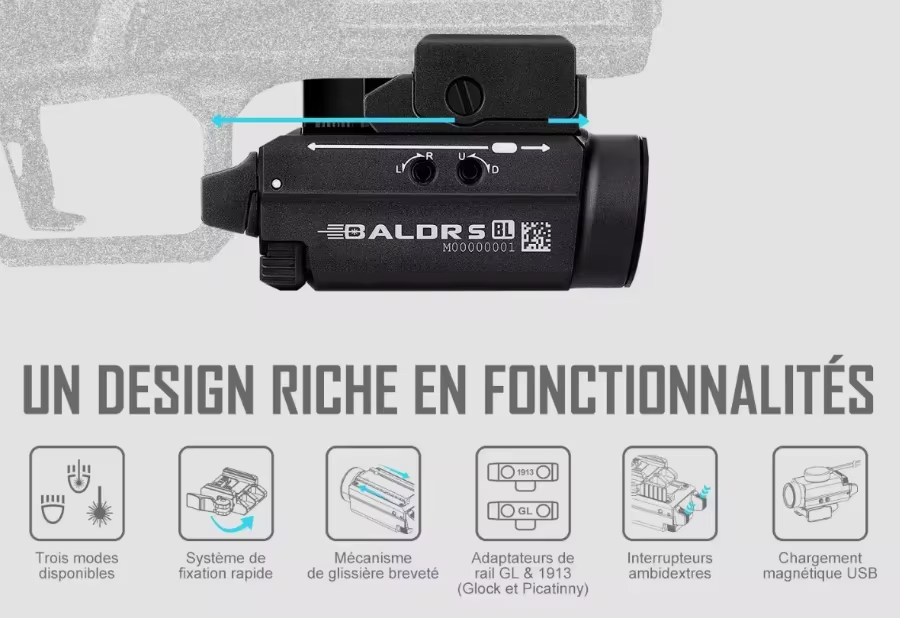 Olight BALDR S BL - 800 Lumens Torch Lamp - Laser Blue