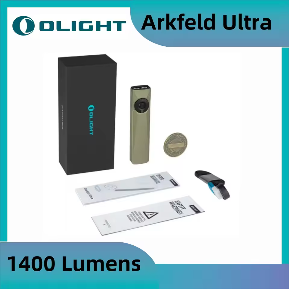 Olight Arkfeld Ultra Rechargeable 1400 Lumens Flashlight Three Light Source High Intensity Aluminum Flashlights Torch