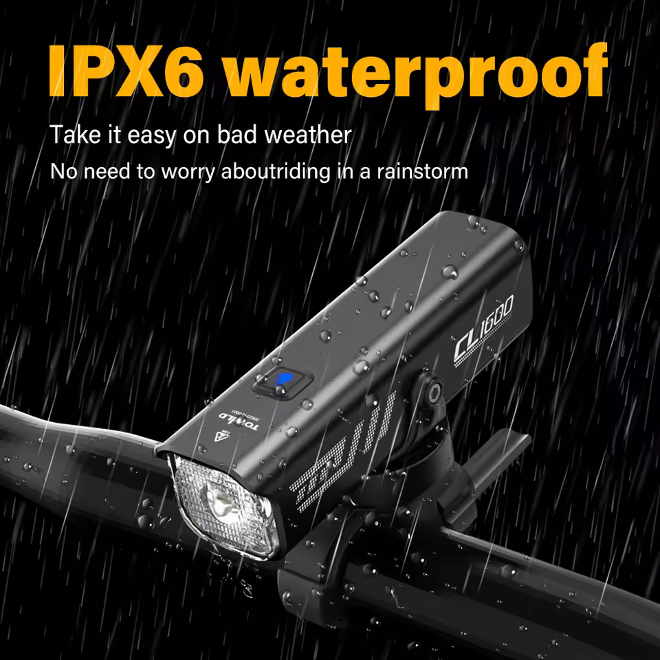 TOWILD CL1600LM Bicycle Light 5000mAh Bike Light IPX6 Flashlight Aluminum Front Lamp Type-C Charging MTB Road Cycling Headlights