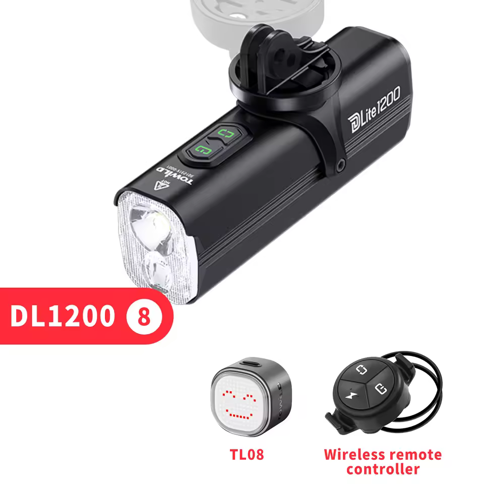 TOWILD Bicycle Lights 1200LM/1800LM Focus/Flood Beam Dual Light Source LED Smart Bike Front Lights IPX6 Mtb Cycling Headlights