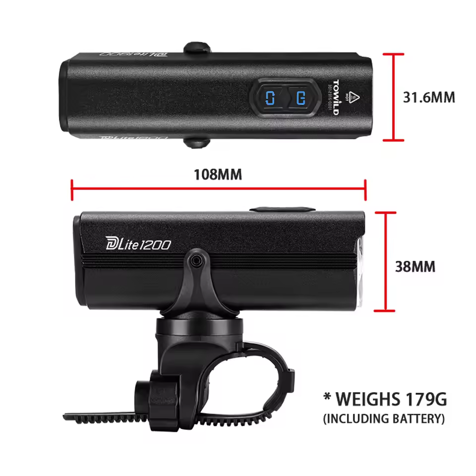TOWILD DLite 1200 Flood/Focus Beam Smart Remote Control 4000mAh battery Type-C rechargeable Road MTB Bike Light
