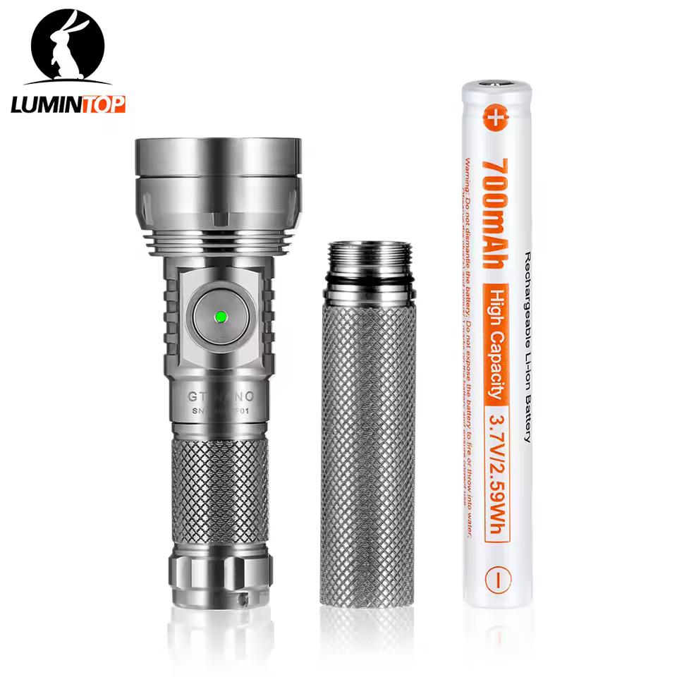 Titanium flashlightLumintop GT NANO V3.0 Mini powerful flashlight support 10750 extend tube 400 meters 700 lumens flashlight
