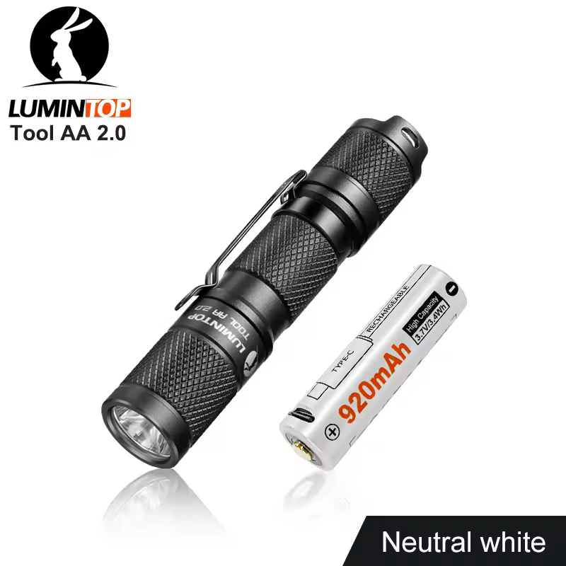 Neutral white 4000k high CRI 14500 flashlight Lumintop Tool AA 2.0 support magnetic tail diffuser EDC portable flashlight