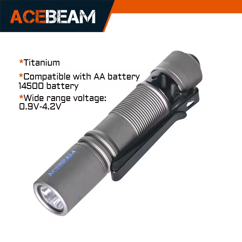 ACEBEAM Pokelit AA Titanium EDC Flashlight 1000 Lumens 114 Meters 14500 Rechargeable Battery Flashlight Compact Size Daily EDC